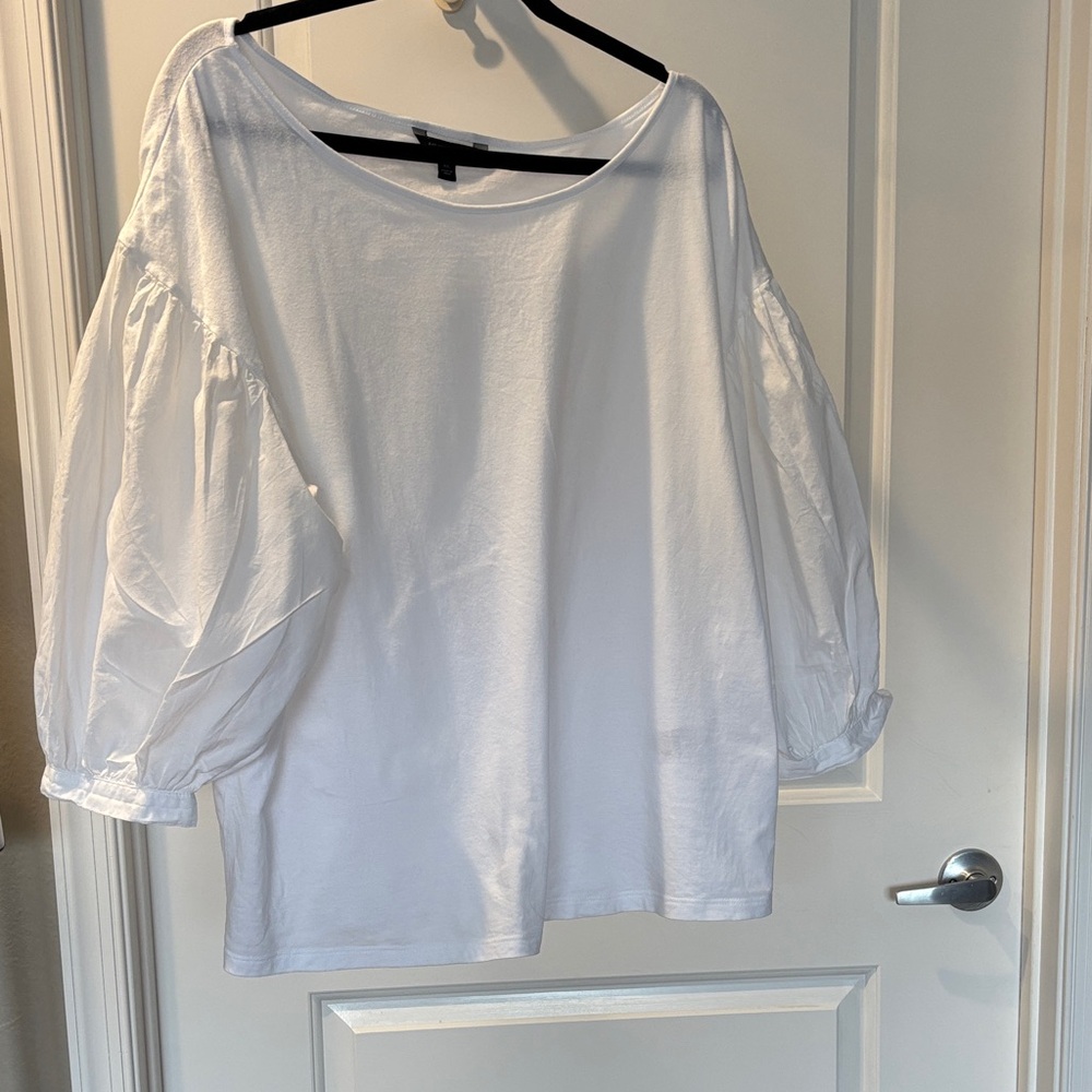 Banana Republic White Blouse with Puff Sleeves